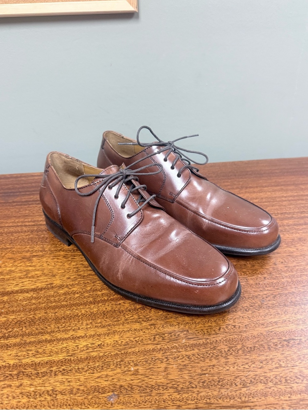 Dockers Brown Leather Lace-Up Moc-Toe Oxfords